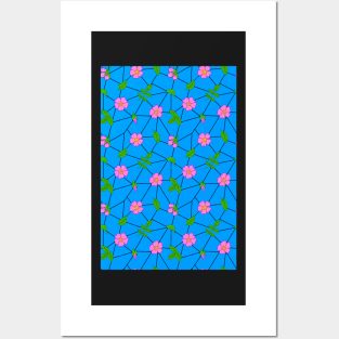 geometric floral quilt Posters and Art